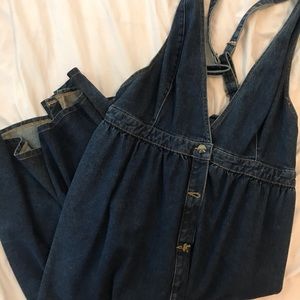 Denim dress overalls